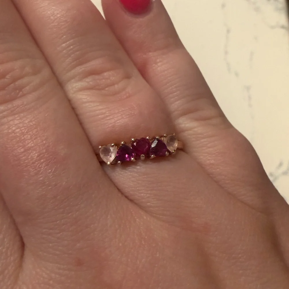 Moon Magic Rose Quartz, garnet & ruby Rhodolite Ring - Crush On You, size 8 - Picture 3 of 5